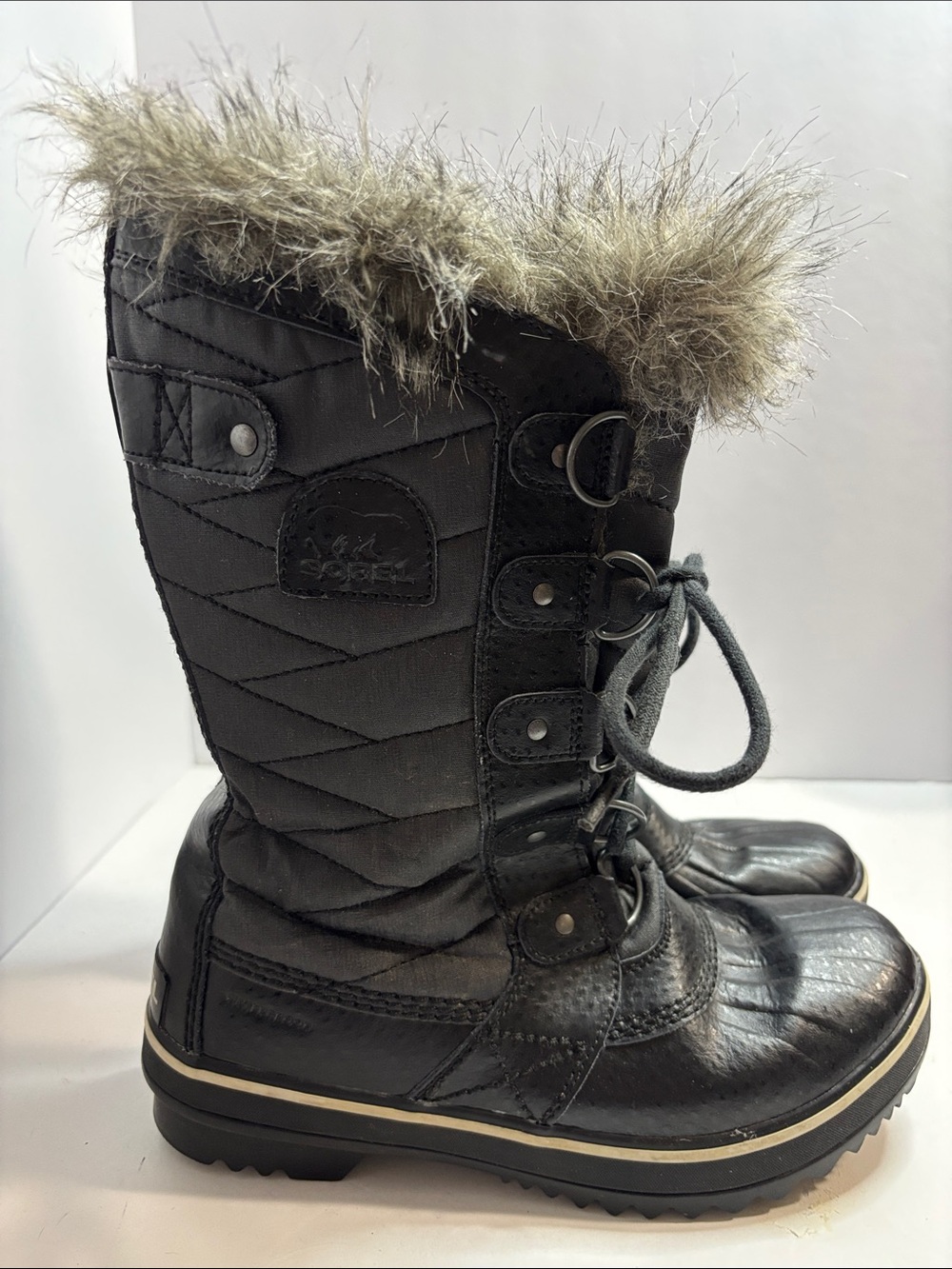 Sorel Boots Womens 6  Black Tofino II Faux Fur Lined Waterproof Snow NWOB
